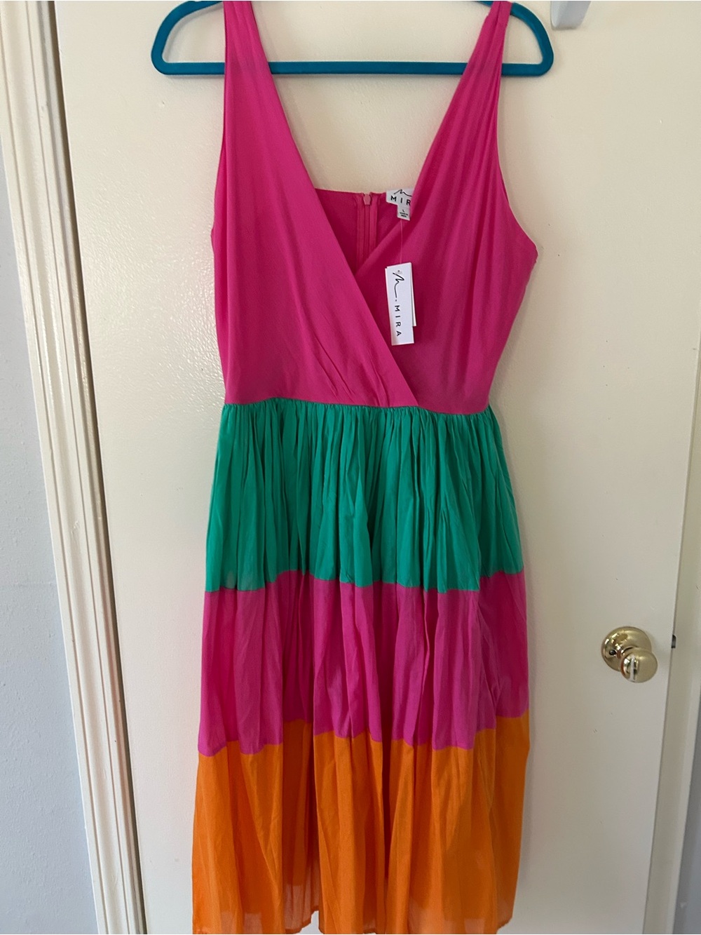 Mi Bright Fuchsia V-Neck Dress